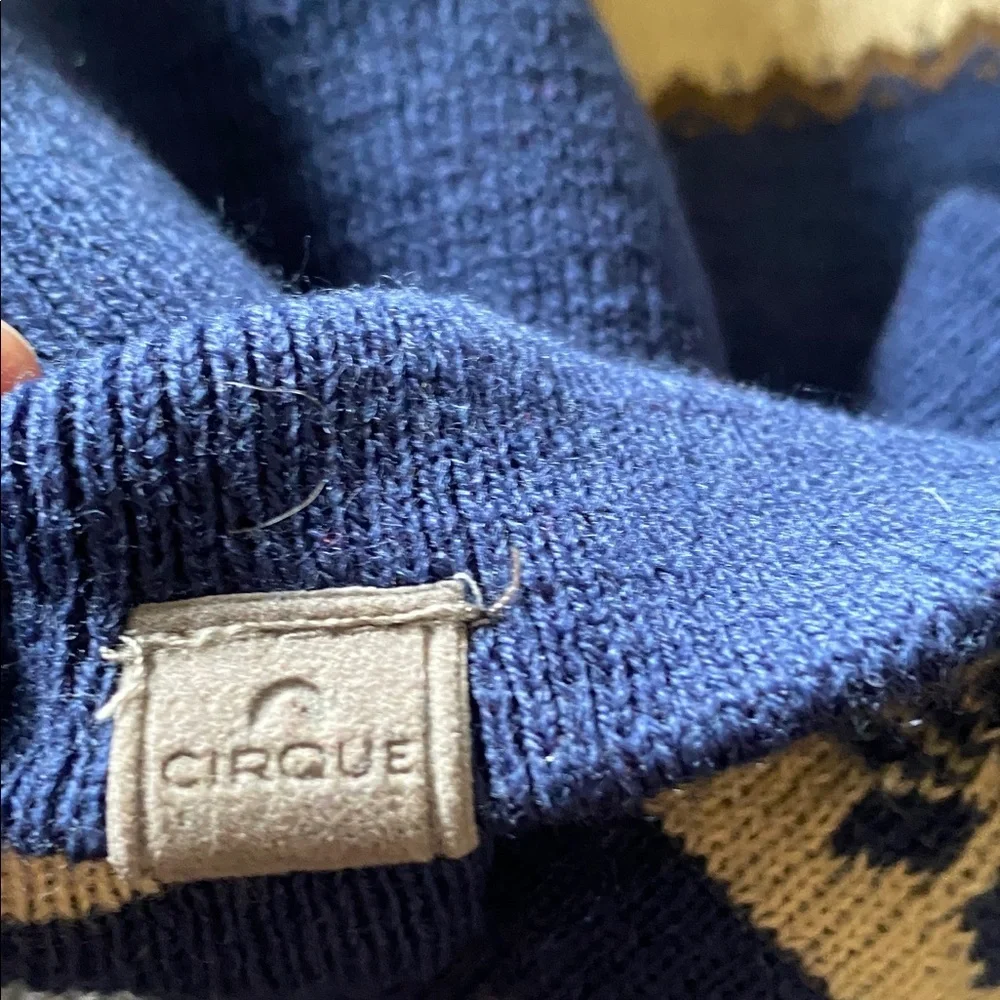 Cirque Blue and Tan Beanie with Colorado Patch. Designed in Vail, CO.